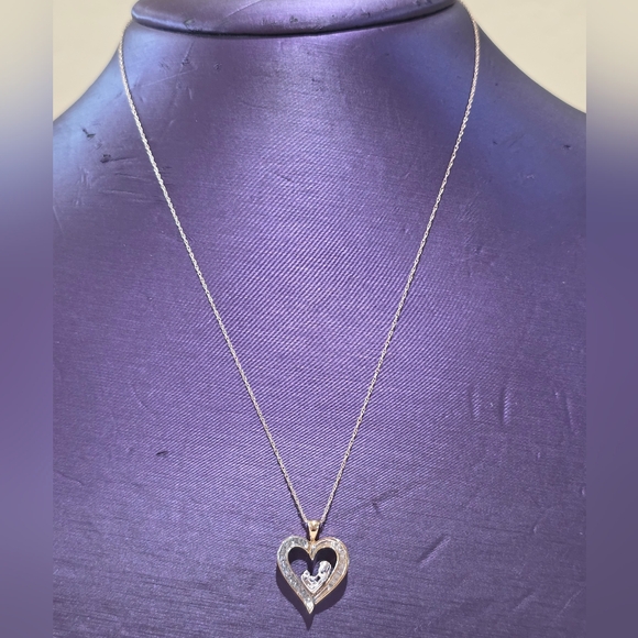 10k Mother and Child White and Yellow Gold Diamond Pendant on 10k Chain Necklace - Picture 8 of 16